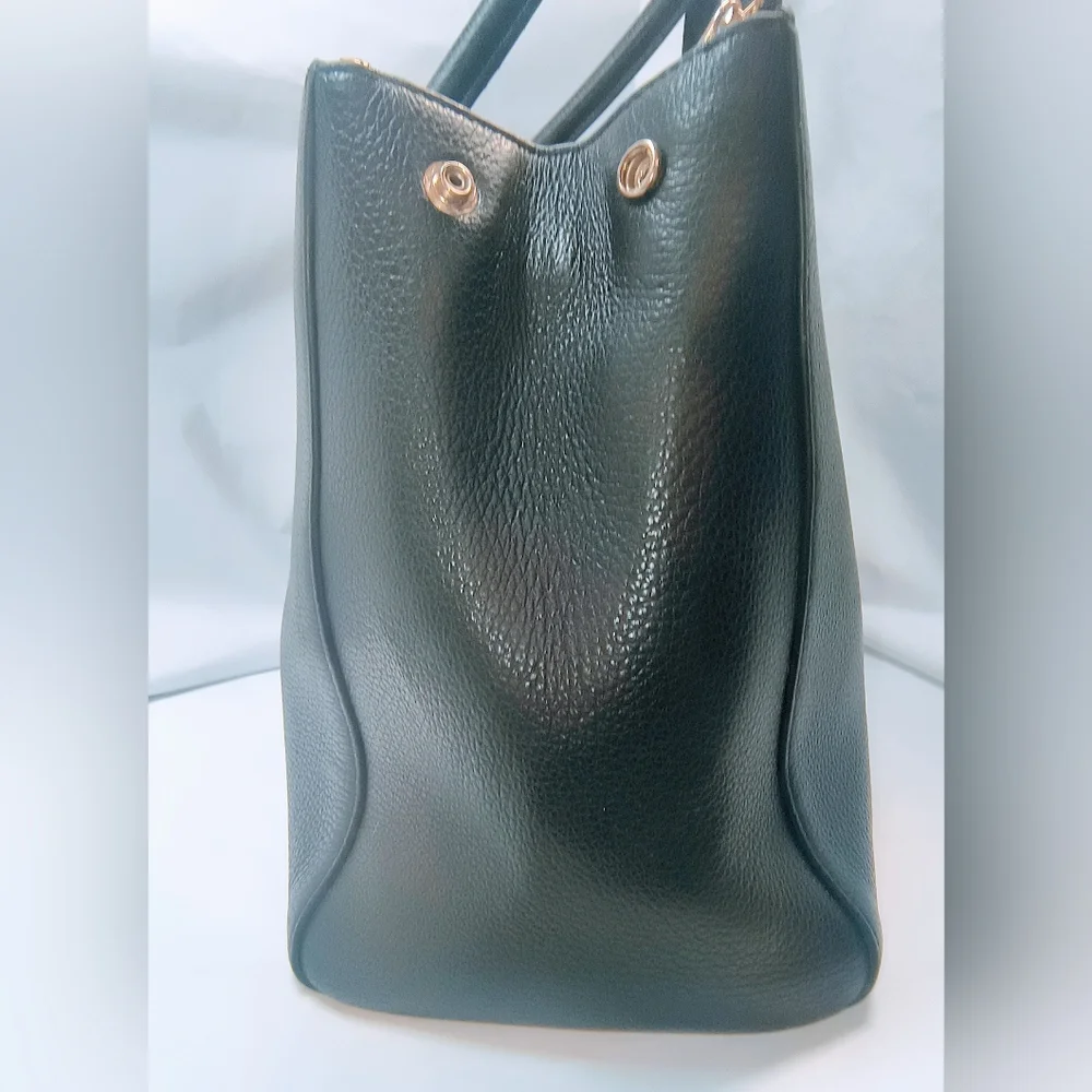 FURLA Black Leather Women's Tote / Top Handle Satchel with Gold-toned Hardware